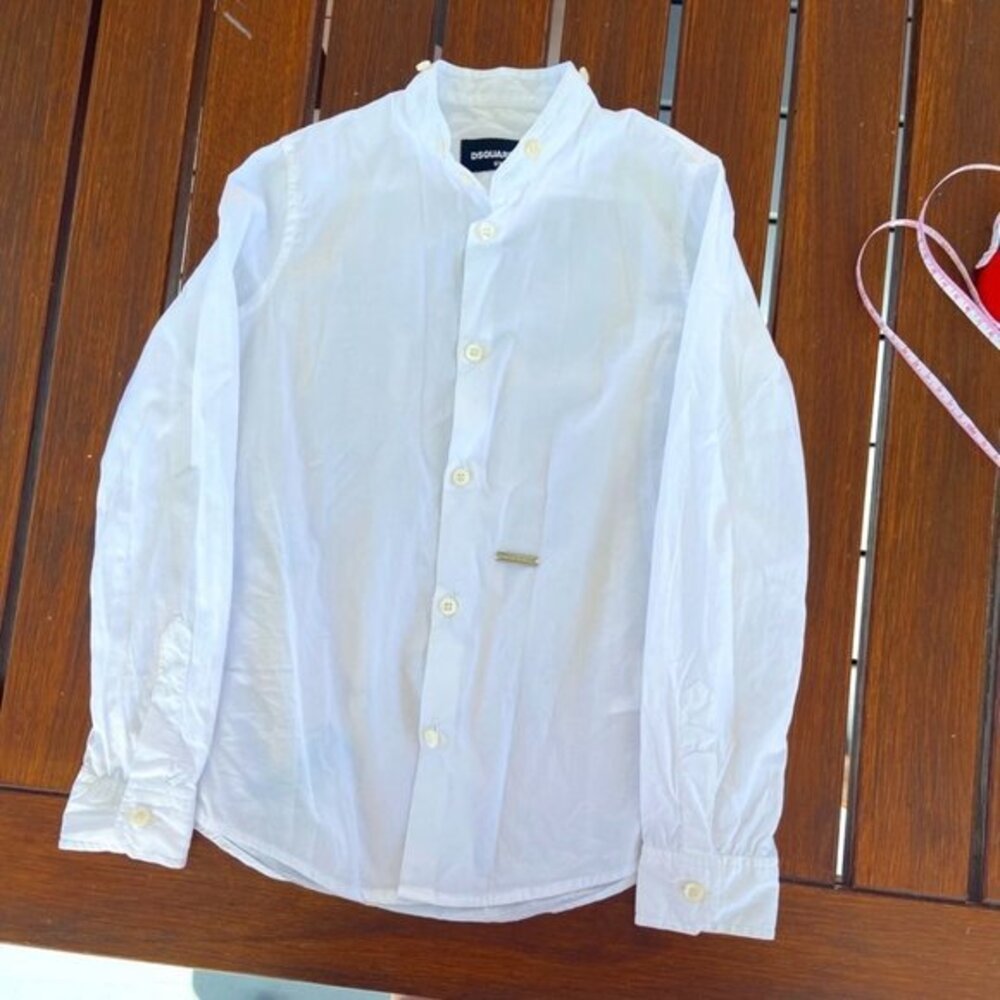 DSQUARED2 Boy's White Button Front Dress Shirt in Size 6 EUC